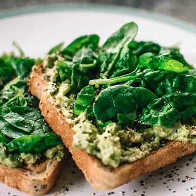 Scrambled tofu with spinach on toast