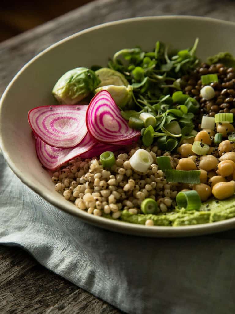 High Fiber beans and legumes in a salad bowl